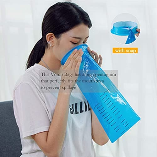 Vomit Bags Disposable Barf Bags 10Pack,1000ml Blue High Density Emesis Bags with Snap,Perfect for Morning Sickness,Kids,Pregnant Woman,Car Motion Sickness，Airsick.etc — view 6