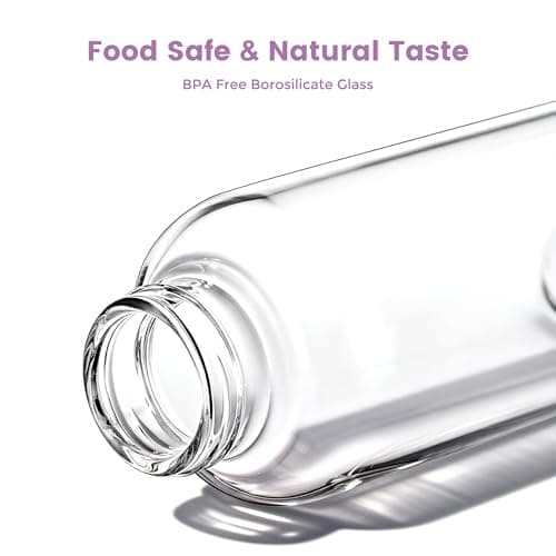 Mrsdry Glass Water Bottles with Lids and Silicone Sleeves 550ml, 4-Pack Reusable Clear Glass Juice Bottles with Stainless Steel Airtight Cap, BPA Free Leak-Proof Drinking Bottles for Hot Cold Drinks — view 3