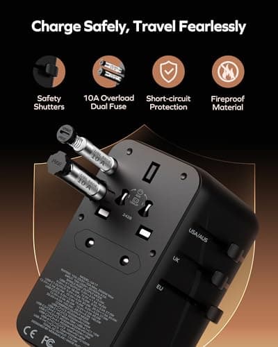 MOMAX Universal Travel Adapter 170W GaN Travel Plug Adapter for UK/EU/AU/US — view 5