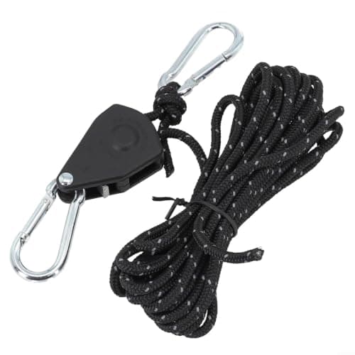 Adjustable Tent Rope, 4M Lifting Pulley System With Carabiner, Stainless Steel And Nylon Hanger For Camping Tents, Awnings, Canopies, Backpacks(Black)
