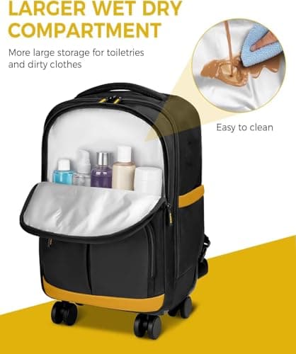 MATEIN Travel Backpack with Wheels Featuring 4 Spinner Wheels 17 Inch — view 4