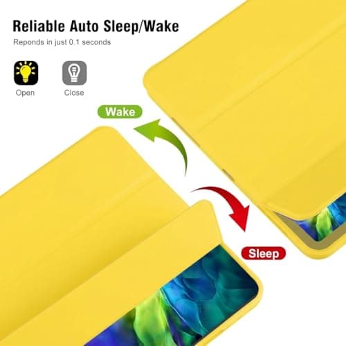 iPad (A16) 11th Generation Case 11 Inch 2025, iPad 10th Generation Case 2022 10.9 Inch with Pencil Holder, Soft TPU Back Slim Smart Protective Trifold Stand Cover, Auto Wake/Sleep, Yellow — view 4