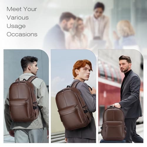 SPAHER Cabin Bag 40x30x20cm Wizzair Vueling PU Leather Travel Cabin Backpack Men Women Waterproof Laptop Backpack 15.6 Inch Rucksack Underseat Carry on Luggage for Flight Airplane — view 2