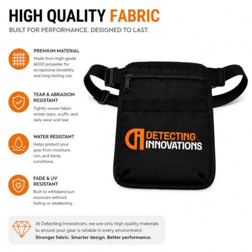 Detecting Innovations Finds Pouch for Metal Detecting – Durable, Adjustable Waist Bag with Deep Zippered Compartment and Tool Attachment — view 5