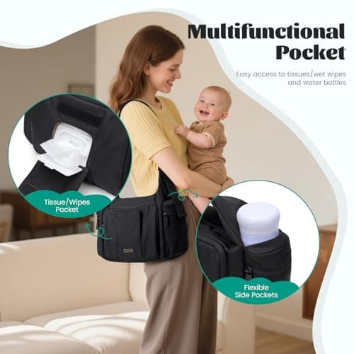 GOLF QUALITY Padded Diaper Bag 22 liters, Crossbody Travel Bag for Baby Diapers, Hospital Bag for Mom, apricot, 14L — view 4