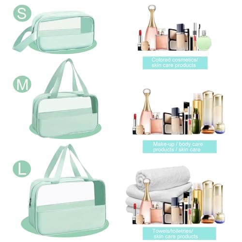 Clear Travel Toiletries Bag, 3Pcs Portable Travel Toiletry Bag(Green) — view 4