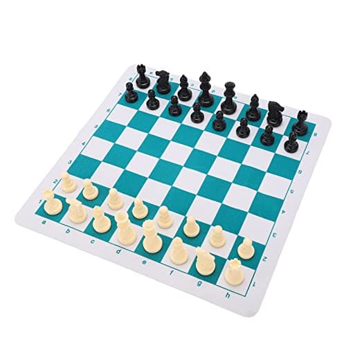 Matybobe Chess Set Plastic Pieces Travel Gathering for Kids and Family Entertainment 35 X 35cm PU Leather Waterproof — view 2