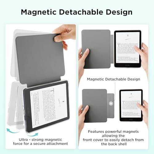 Litvana Detachable Magnetic Case for 7'' Kindle Paperwhite 12th Gen 2024 and Kindle Colorsoft Signature Edition, Slim PU Shell Cover Case with Auto Wake/Sleep, Girl — view 3