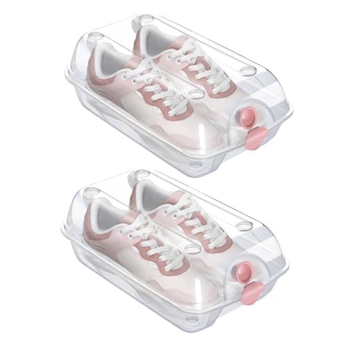 CUSROS Smell-proof Shoe Storage 2 Pcs Thickened Transparent Ventilated Box Dust-proof Anti-crack Reusable Universal Boot Container for Car Travel Shoes Clear L