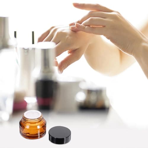 NUOBESTY 5pcs Cosmetic Jars Refillable Travel Containers 15g Brown Glass and Pp with Lids for Storing Cosmetic Items, Christmas and New Year Random Color — view 5