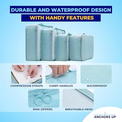 Cruise Approved Packing Cubes – 7 Piece Set with Laundry Bag, Shoe Bag & Accessory Pouch – Waterproof, Lightweight & Organised Travel Storage for Suitcases & Cruise Cabin Wardrobes – Cruise Essentials — view 3