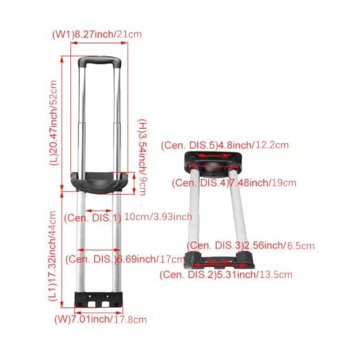 Luggage Suitcase R003# Repair Kit w/ 38.19" Telescopic Handle & Grey Cup Holder & Screw & Screwdriver — view 3