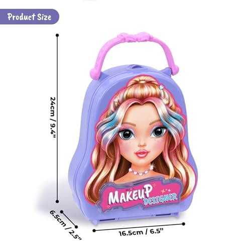 BSCOOL Makeup Designer Kit for Kids – 12 Cream Eyeshadows, Practice Activity Book with 20 Pages, Gemstone Stickers, Colored Pencils, Brushes & Mirror – Creative Beauty Play Set for Girls 5 and up — view 2