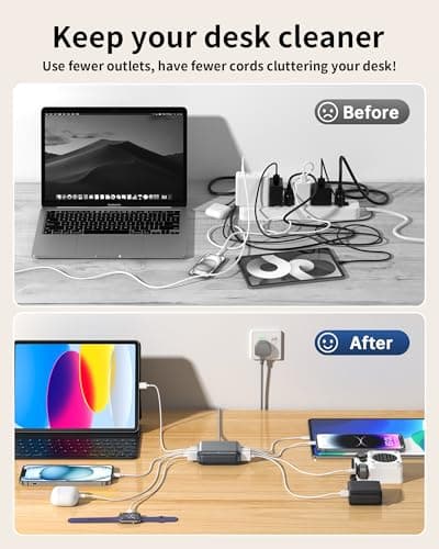 Qurzou USB Charging Station 40W, 8 Port USB C Charger Hub Multiport,PD Fast Charger Dock for iPhone,iPad,Samsung, Tablets,Fan (BLACK) — view 4