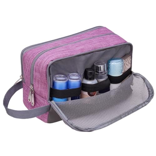 WANDF Toiletry Bag Water-Resistant Nylon Travel Wash Bag Lightweight Dopp Kit for Men and Women (A-Light Purple) — view 4