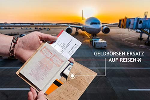 SIMARU Passport holder made of elegant cork leather in beige, protective cover for your passport; water-repellent and robust, sustainable and vegan; the perfect protection for your travel documents or — view 3