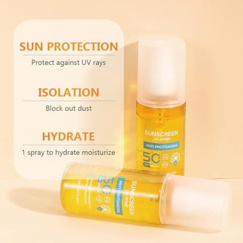 Sunscreen Oil Spray SPF 50, Water-Resistant Sunscreen Spray for Face & Body, Hydrating Travel Size Sunscreen Spray, Non-Greasy Fast-Absorbing for All Skin Types (2pc) — view 5