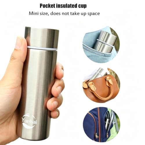 Stainless Steel Water Bottle, Mini Flask 150ML,Coffee Vacuum Small Flasks Small Capacity Portable Travel Drink Water Bottle Insulated Cup (Silvery) — view 4
