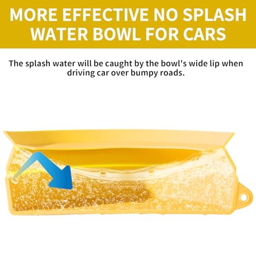 SLSON Non Spill Dog Water Bowl for Car Collapsible Dog Travel Bowl Integrated Molding Portable Pet Drinking Bowl for Road Trip (Yellow) — view 4