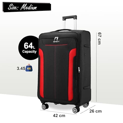 Infinity Leather Medium Suitcase 24" Super Lightweight Expandable Luggage 20% 4 Wheels Spinner 3-Digit Combination Lock Soft Shell Luggage for 15 to 20kg — view 2