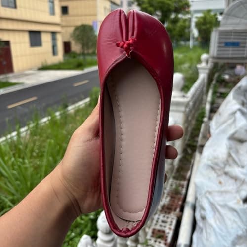 ziubauyke Wine Women's Tabi Ballet Flat Shoes Rounde Toe Flat Split Low Heel Shoes Ladies Comfortable Walking Wide Flop Slip-On Mules Barefoot Summer Footwear Non-Slip Mary Jane Shoe Size 6.5 — view 5