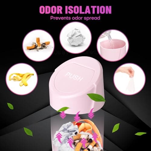 SGLRT Car Trash Can Bin with Lid - Car Garbage Can Cup Holder - Pink Mini Leakproof Vehicle Trash Garbage Can Bin with 20pcs Trash Bags-Car Organizers and Storage for Front Back Seat Accessories — view 4