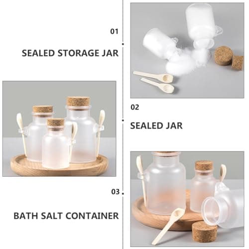 Tofficu Jars Refillable 100g 6 Sets with Cork Lids and Wooden Spoons, Frosted Storage Containers, Portable Sub-packaging Bottles for Travel and Skincare — view 6