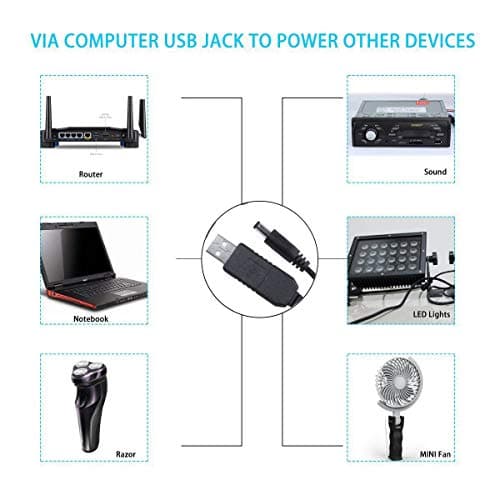 Qxckyag USB DC Converter Cable 5V to 12V 2.1x5.5mm 1M for Small Appliances — view 5
