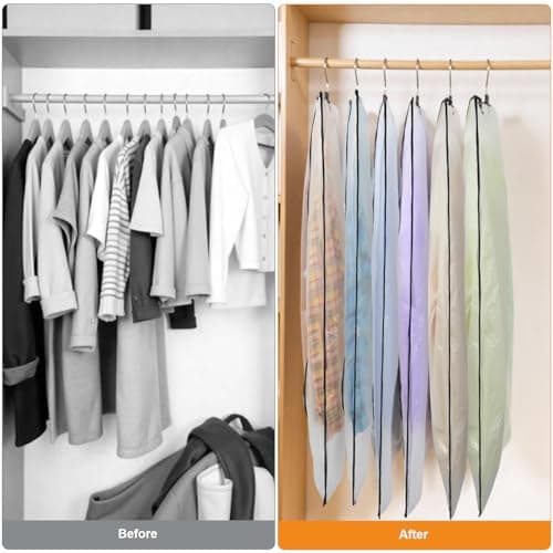 6 Pack Garment Bags, PEVA Dress Bags Covers Long, Clothes Covers 55in — view 3