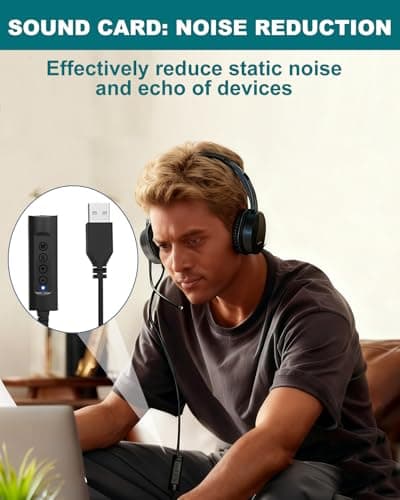 3.5mm to USB Headset Adapter Cable for PC Laptop, 1.5M Headphones Cable — view 6