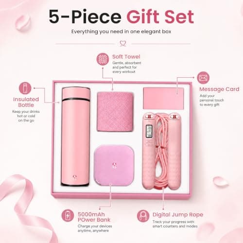 5-Piece Fitness Gift Set for Women, Insulated Bottle, Towel & Power Bank — view 2