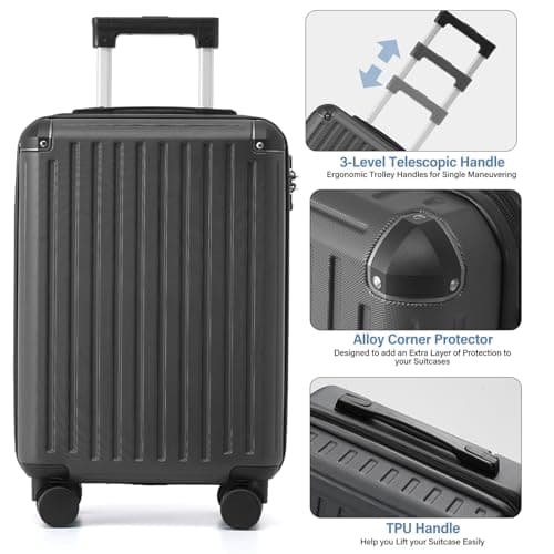 COOLIFE Cabin Suitcase 55x40x20 EasyJet Ryanair PC+ABS Hard Shell, TSA Lock — view 6