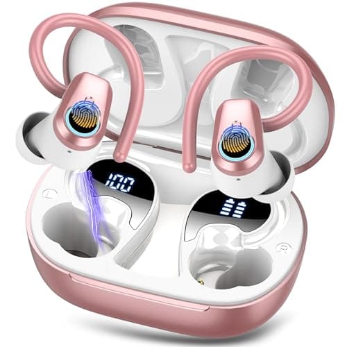 Wireless Earbuds with Earhooks HiFi Stereo, IP7 Waterproof Sports Earphones