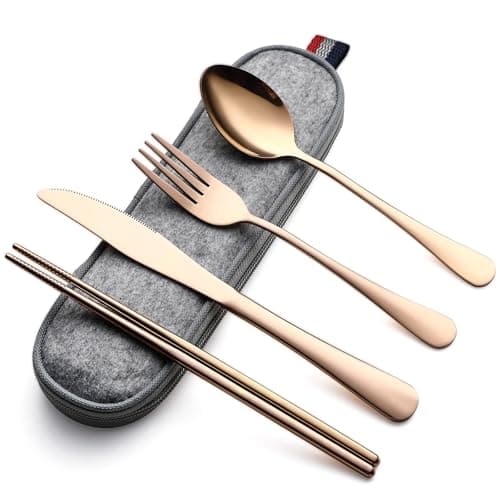 DEVICO Travel Cutlery Set, Stainless Steel Camping Cutlery Set for 1