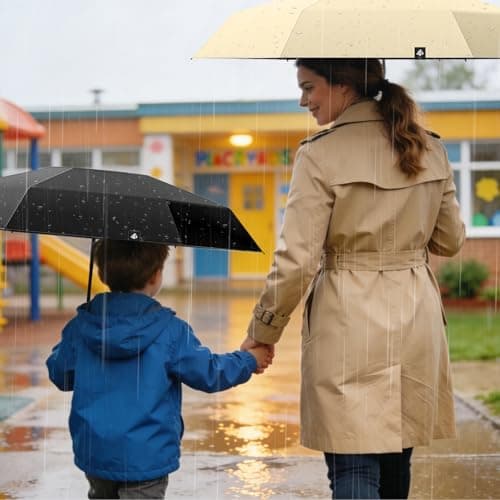 FWHFNB Travel Umbrella Compact, Mini Umbrella, UV Umbrella, Folding Umbrella, UPF 50+ Sun & Rain Protection, With Capsule Case, Small Compact, for Men and Women (White) — view 3