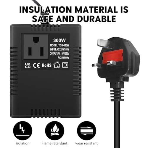 Step Down Transformer US to UK, 300W Step Down Power Voltage Converter Transformer (UK Plug) 220v/240v to 110v/120v, Intelligent Efficient Travel Power Adapter for Power Bank, WIFI, POS Machine — view 3
