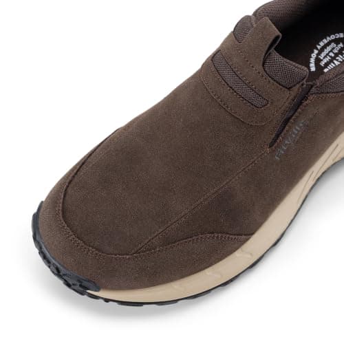 FitVille Men's Extra Wide Hiking Shoes,Slip On Trainers Outdoor Trekking Walking Shoes for Swollen Feet Charcoal Brown 14 UK Wide — view 4