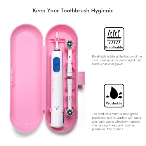 Electric Toothbrush Travel Case for Oral B & Philips Sonicare, Pink — view 4