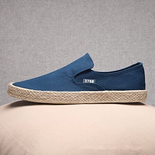 Mens Slip On Shoes Mens Casual Loafers Breathable Lightweight Linen Shoes Low Top Flat Walking Espadrilles Gym Training Sneakers Leisure Walking Sneaker Holiday Beach Footwear Blue — view 3