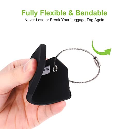 Flintronic 4 PCS Luggage Tags, Silicone Baggage Labels, Suitcase ID Tag Set, Handbag Tag Labels Travel Accessories for Checked Luggage, Hand Luggage and Handbags - Black & Green — view 3