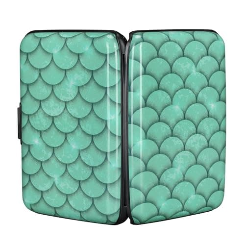 ELFISH RFID Blocking Credit Cards Holder Aluminum Wallet Metal ID Case for Men Women, Blue Scales, Minimalist — view 3