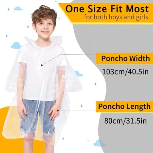 Opret Disposable Rain Ponchos 5 Pack for Kids, Emergency Raincoats — view 3