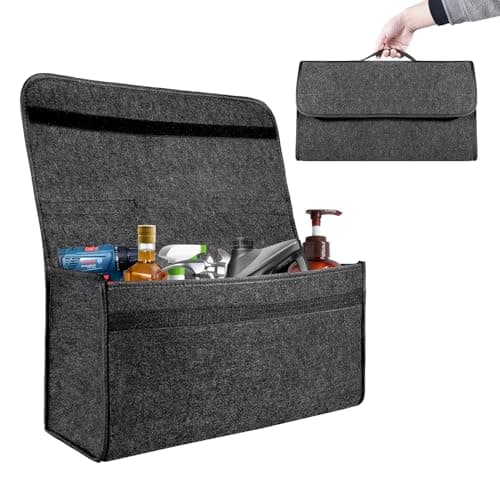 M.J COMFY-LIFE 50x30x15cm Car Boot Organizer Bag - Heavy Duty Anti-Slip Trunk Storage with Fastening Straps, Foldable Multi-Compartment Organizer for Tools, Emergency Kits, Groceries