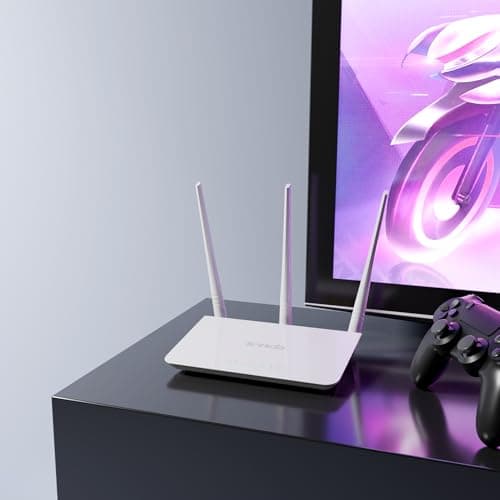 Tenda Wireless Router 300 Mbps, 3 External Antennas for Streaming Music, Uploading Photos, Video Chatting, Hd Video Streaming F3, White — view 2