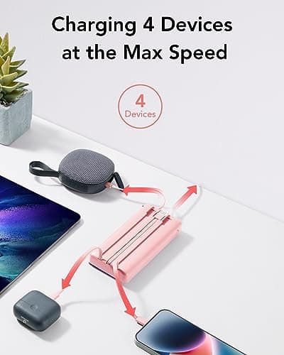 VRURC Portable Charger 20000mAh with Built in Fast Charging Cables — view 4