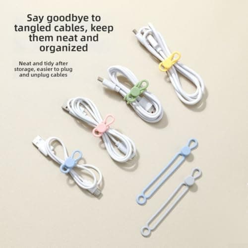 10 Pack Silicone Cable Ties, Reusable Cord Organiser for — view 5
