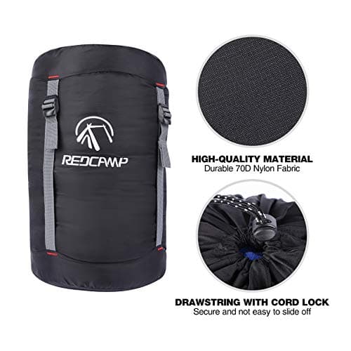 REDCAMP Nylon Compression Stuff Sack, Ultralight Sleeping Bag Compression Sack Great for Camping, Backpacking, Hiking, Black XL — view 5