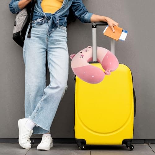 Fentar Neck Pillow for Travel, Pink Cute Memory Foam Kids Travel Pillow — view 6