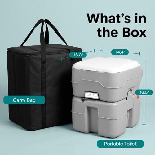 SereneLife 20L Portable Toilet for Adults, Leak Proof Camping Toilet with Detachable Waste Tank, Ideal for Camping and Other Recreational Activities, Durable and Comfortable Toilet Seat, 120 Flushes — view 2