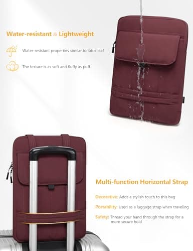 HYZUO 15-16 Inch Puffy Laptop Case Sleeve Padded Handbag, Wine Red — view 5